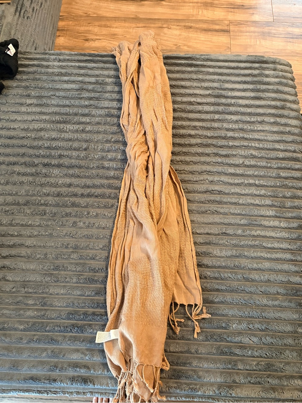 Old Navy Tan Waffle-Texture Scarf with Tassels